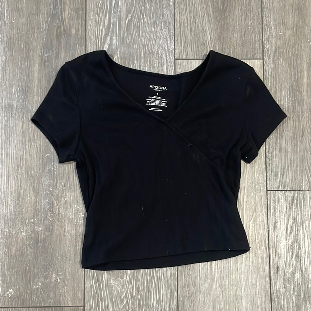 Arizona Jean Company Women's Black Wrap Top